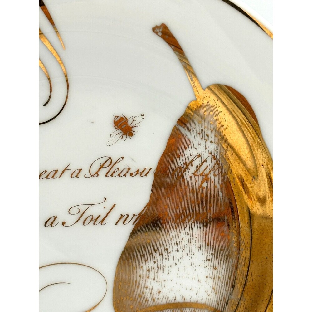 Pottery Barn Salad Dessert Plates Bone China Poetry‎ Gold Trimmed 8.5" Set of 4 - Picture 15 of 16